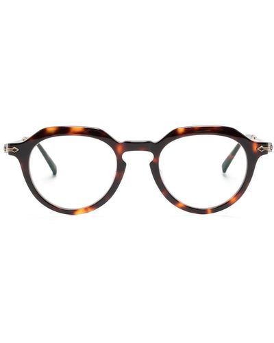 Matsuda Runde Brille in Schildpattoptik - Braun