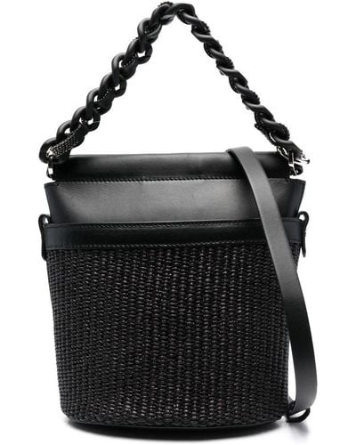 Fabiana Filippi Logo-patch Leather Bucket Bag - Black