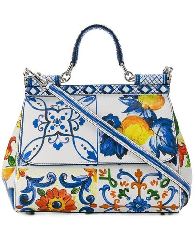 Dolce & Gabbana Sicilian Tile Shoulder Bag - Blue