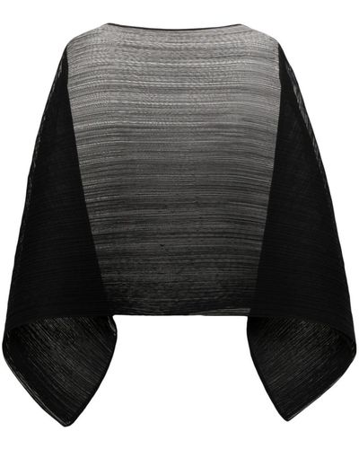 Pleats Please Issey Miyake Top semi trasparente plissé - Nero