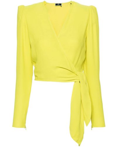 Elisabetta Franchi Wrap-design Crepe Blouse - Yellow