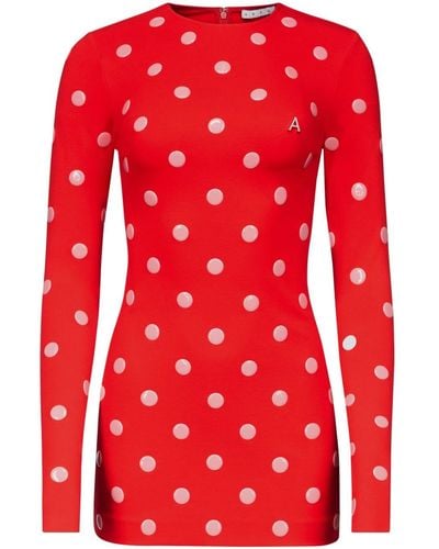 Area Polka Dot-print Long-sleeve Minidress - Red