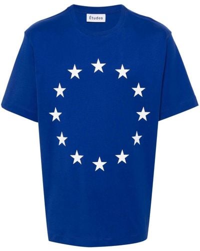 Etudes Studio Wonder Europa T-Shirt aus Bio-Baumwolle - Blau