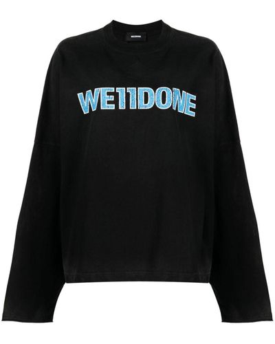 we11done Logo-print Crew-neck Sweatshirt - Black