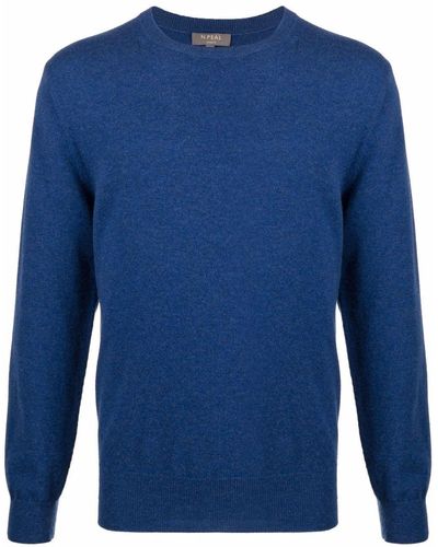 N.Peal Cashmere Round Neck Cashmere Sweater - Blue