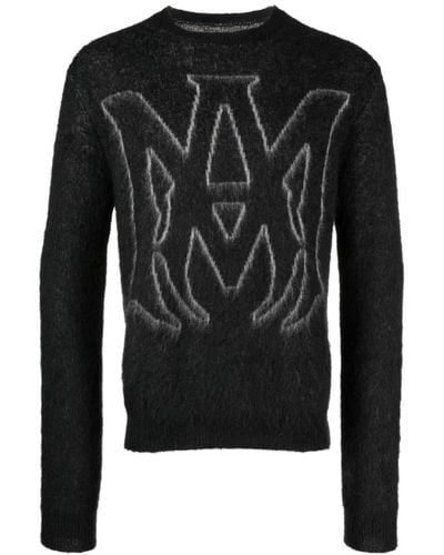 Amiri Logo-print Crew-neck Sweater - Black