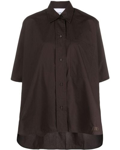 Nude Short-sleeve Cotton Shirt - Black