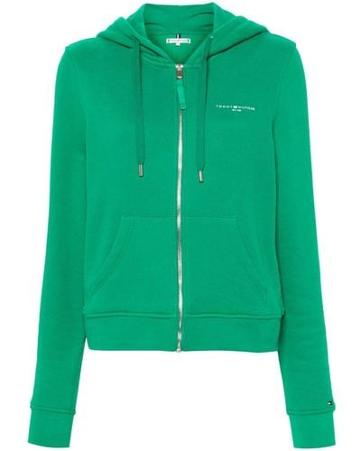 Tommy Hilfiger Logo-rubberised zip-up hoodie - Grün