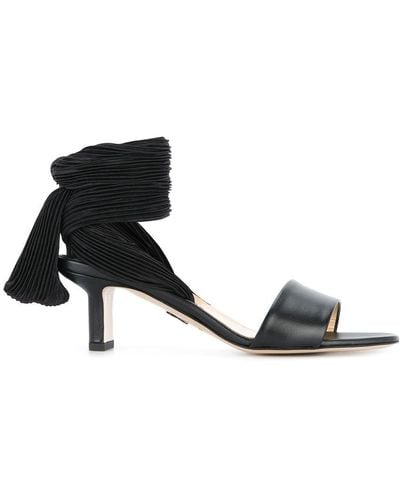Paul Andrew Pleated Lace Up Strap Sandals - Black