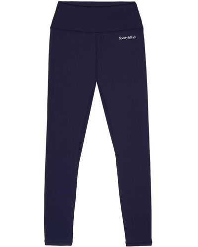 Sporty & Rich Logo-print high-waisted leggings - Blau