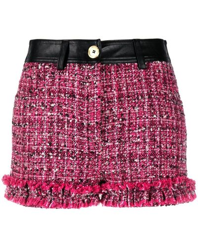 Pinko Ausgefranste Tweed-Shorts - Rot