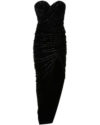 Alexandre Vauthier Crushed Velvet Maxi Dress - Black