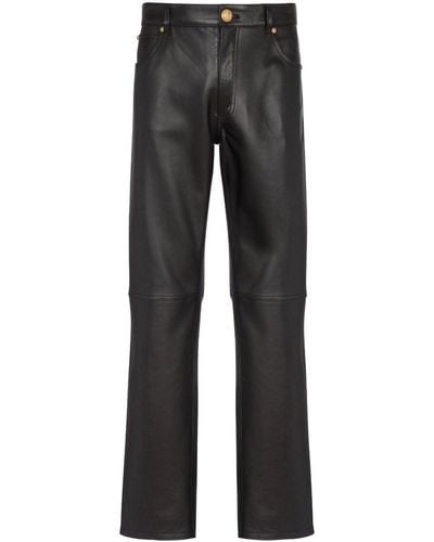 Balmain Straight-Leg-Hose aus Leder - Schwarz