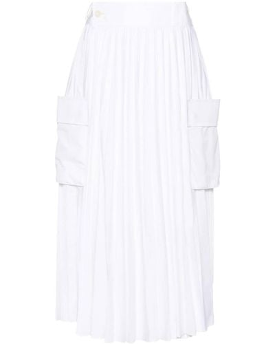 Sacai Falda midi plisada - Blanco