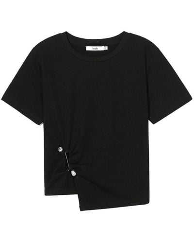 B+ AB Bead-embellished Gathered-detail T-shirt - Black
