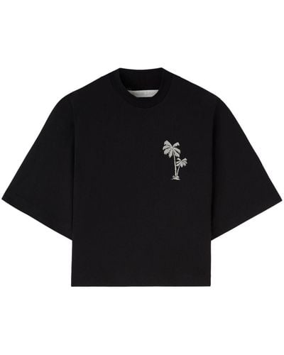 Palm Angels T-Shirt mit Palmenstickerei - Schwarz