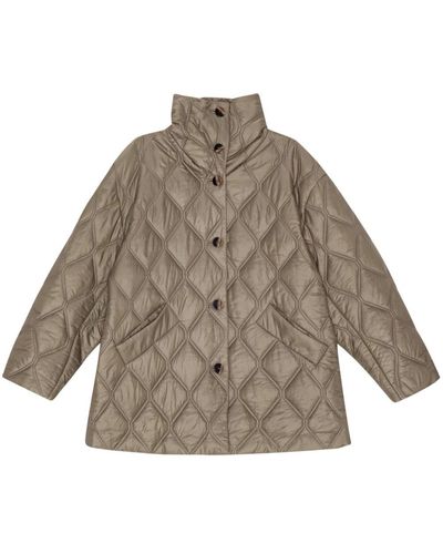 Ganni High-shine Finish Quilted Jacket - Brown