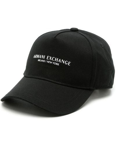 Armani Exchange Logo-print Curved-peak Cap - Black