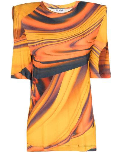 The Attico T-shirt Met Abstracte Print - Oranje