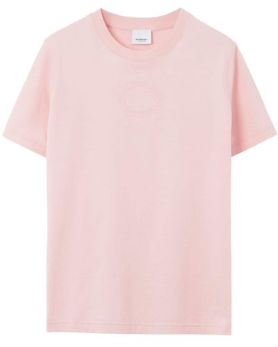 Burberry T-shirt en coton biologique à broderies - Rose