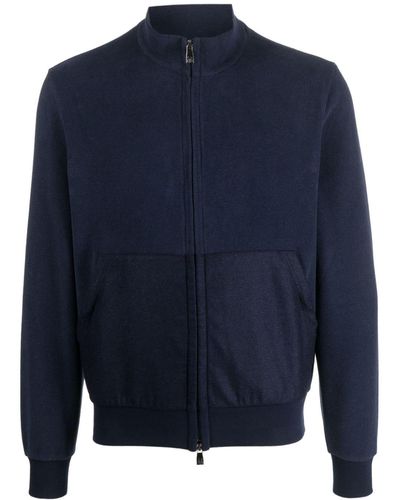 Corneliani Mock-neck Zip-up Sweatshirt - Blue