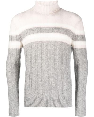 Eleventy Two-tone Roll-neck Sweater - White