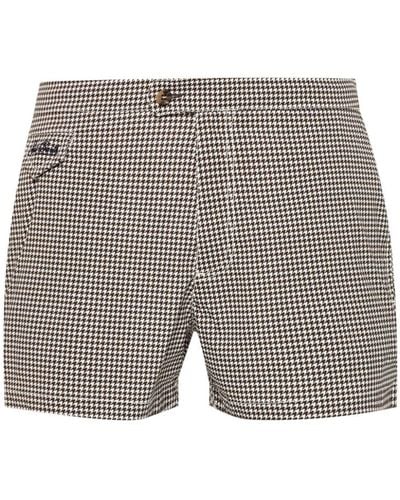 Mc2 Saint Barth Herringbone-print Swim Shorts - Grey