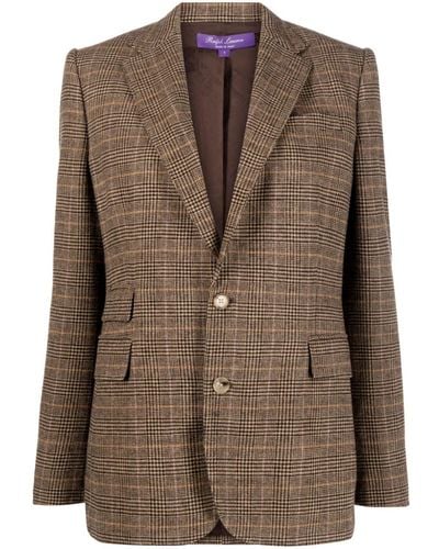 Ralph Lauren Collection Houndstooth-pattern Buttoned Blazer - Brown