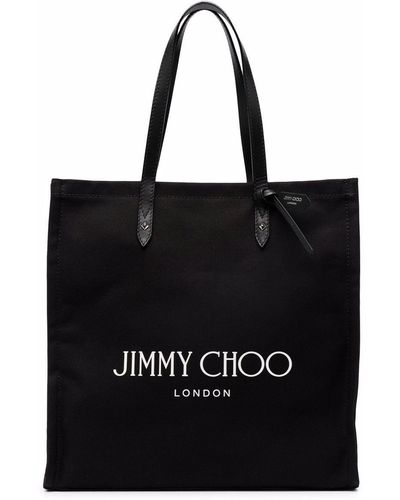 Jimmy Choo ロゴ キャンバス ハンドバッグ - ブラック