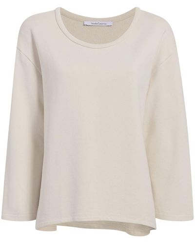 Another Tomorrow Scoop-neck Jersey Top - Natural