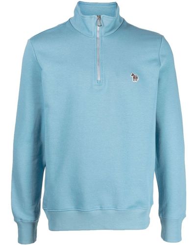 PS by Paul Smith Logo-patch High-neck Sweatshirt - Blue
