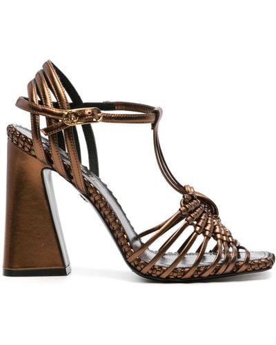 Roberto Cavalli Interwoven-straps Leather Sandals - Metallic