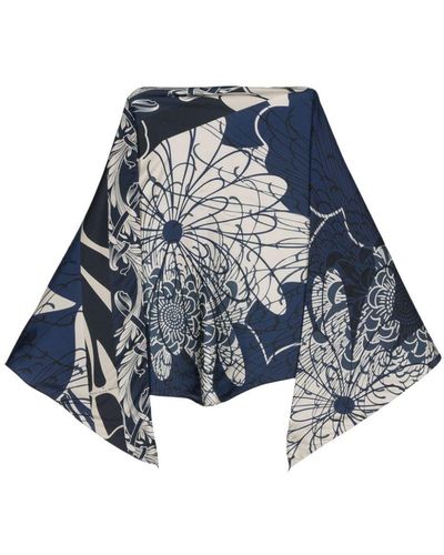 Pierre Louis Mascia Foulard en soie à fleurs - Bleu