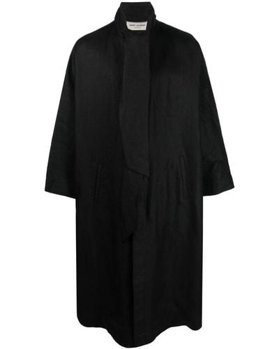 Saint Laurent オーバーサイズカラー コート - ブラック
