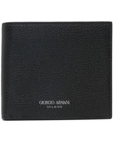 Giorgio Armani Portefeuille en cuir à logo imprimé - Noir