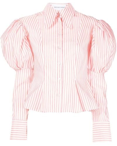 Viktor & Rolf Stripe-print Puff-sleeved Shirt - Pink