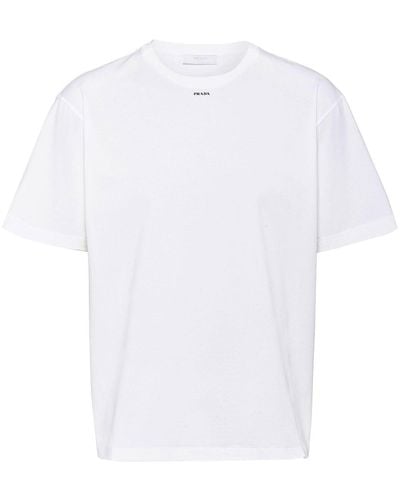 Prada T-Shirt mit Logo-Print - Weiß