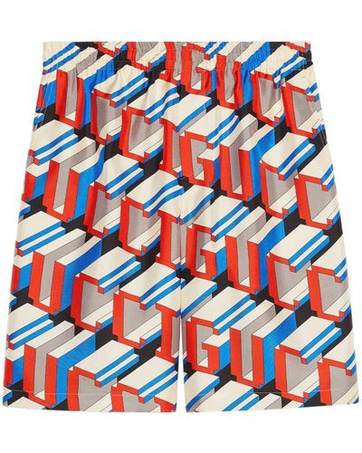 Gucci Shorts Aus Seide Mit Pixel-Print - Mehrfarbig