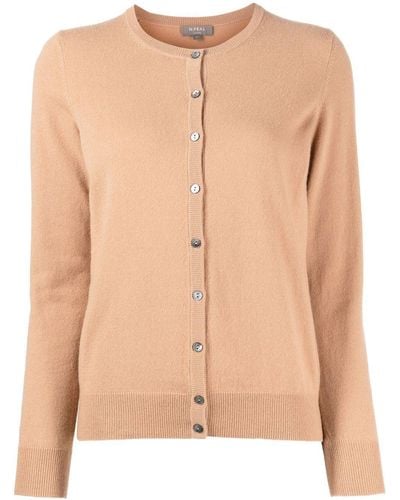 N.Peal Cashmere Round Neck Long-sleeved Cardigan - Natural
