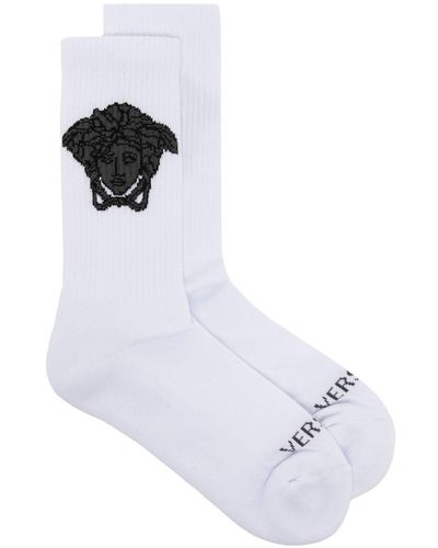 Versace Chaussettes à imprimé Medusa - Blanc