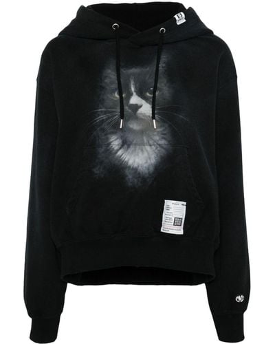 Maison Mihara Yasuhiro Cat-print Cotton Sweatshirt - Black