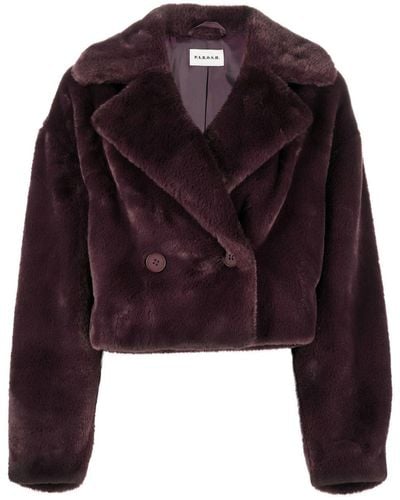 P.A.R.O.S.H. Double-breasted Cropped Faux-fur Jacket - Purple