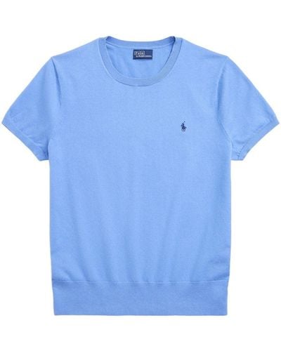Polo Ralph Lauren Polo Pony-embroidered Knitted Top - Blue