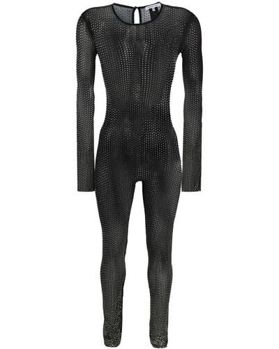 Patrizia Pepe Sheer Crystal-embellished Jumpsuit - Black
