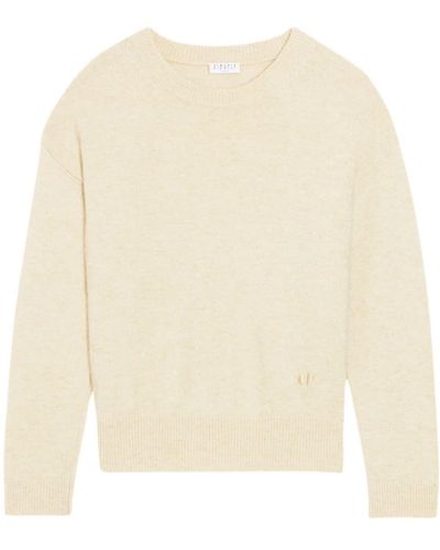 Claudie Pierlot Logo-embroidered Cashmere Sweater - Natural