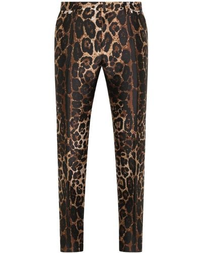 Dolce & Gabbana Pantaloni svasati leopardati - Grigio