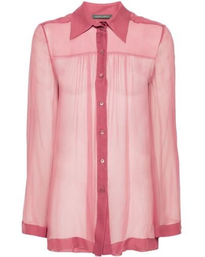 Alberta Ferretti Semi-sheer Silk Shirt - Pink
