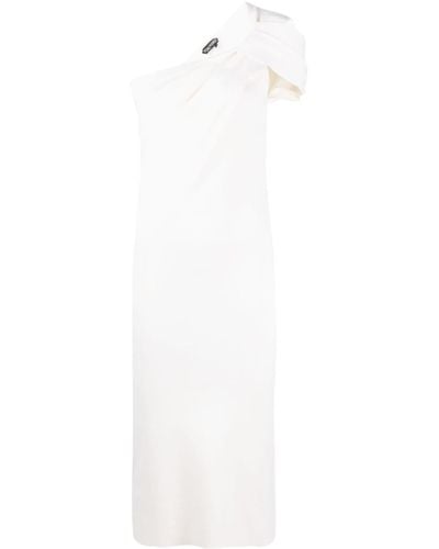 Tom Ford One-shoulder Wool-silk Midi Dress - White