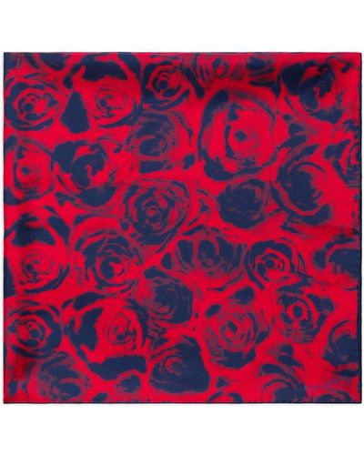 Burberry Pañuelo con rosas estampadas - Rojo