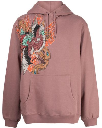 Maharishi Fire Phoenix-embroidered Drawstring Hoodie - Pink